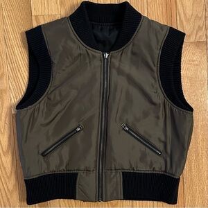 Philippe Adec Paris 100% Silk Reversible Women’s Vest army green/black Sz 8